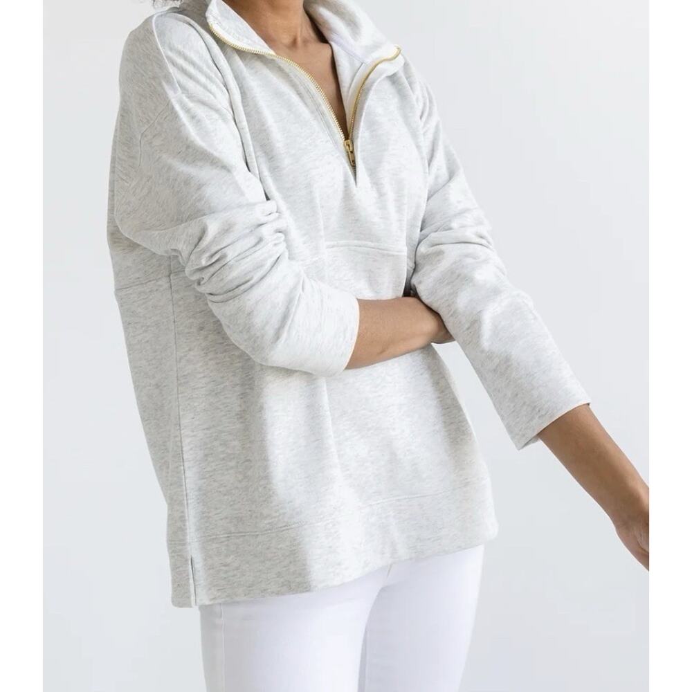 Light Gray Quarter-Zip Pullover Sweatshirt - Women's - Picture 9 of 9